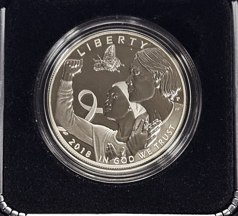 2018-P Breast Cancer Awareness Silver Dollar . . . . Gem Brilliant Proof in original U.S. Mint Box