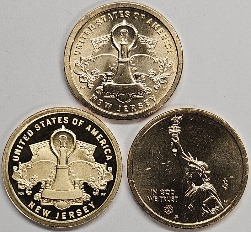 2019-P,D and S New Jersey Innovation Dollar Trio . . . . Choice BU and Superb Proof