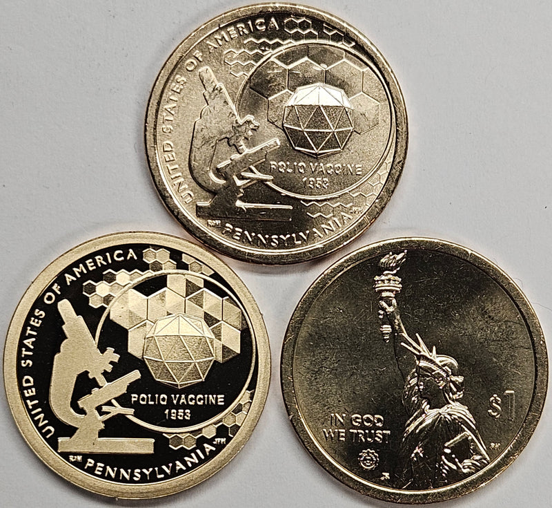 2019-P,D and S Pennsylvania Innovation Dollar Trio . . . . Choice BU and Superb Proof