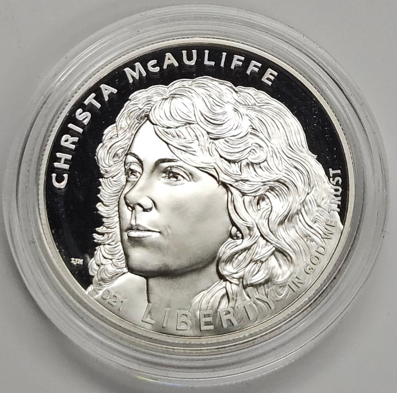 2021-P Christa McAuliffe Silver Dollar . . . . Gem Brilliant Proof in original U.S. Mint Box