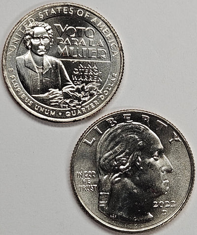 2022-P and D Nina Otero-Warren Famous Women Quarter Pair Choice Brilliant Uncirculated