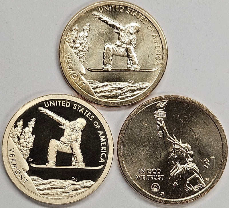 2022-P,D and S Vermont Innovation Dollar Trio . . . . Choice BU and Superb Proof