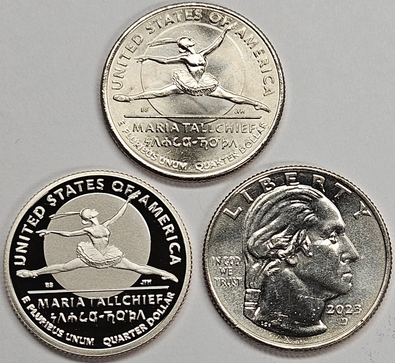 2023-P, D and S Maria Tallchief Famous Women Quarters . . . . Choice BU and Superb Proof