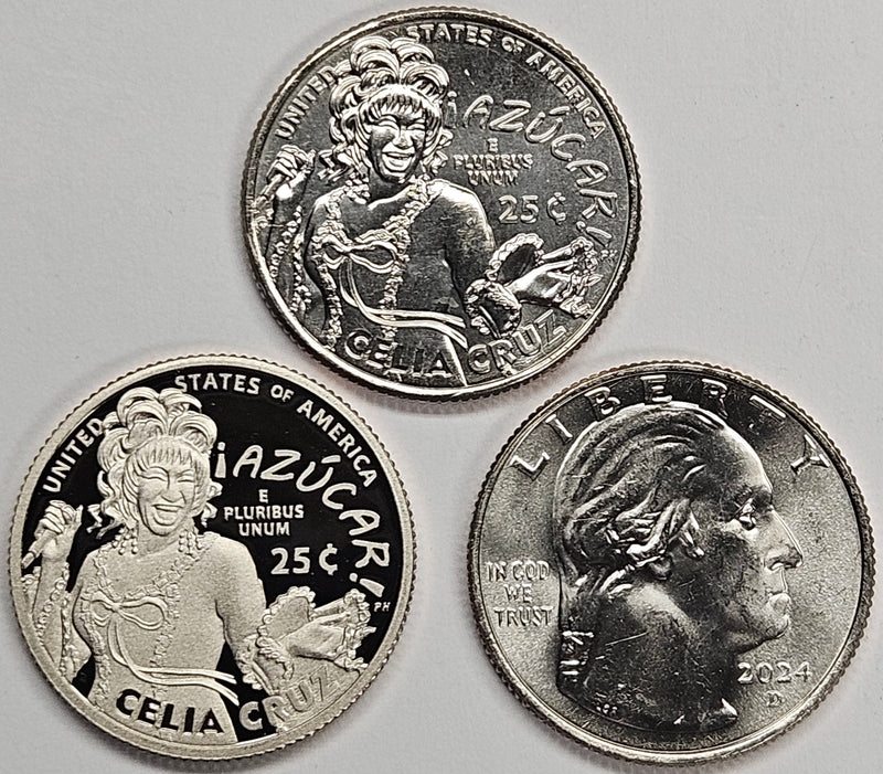 2024-P, D and S Celia Cruz Famous Women Quarters . . . . Choice BU and Superb Proof