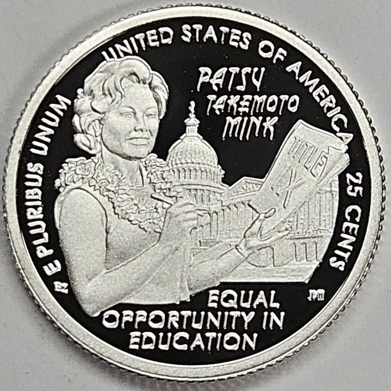 2024-S Silver Patsy Takemoto Mink Famous Women Quarter . . . . Superb Brilliant Proof Silver