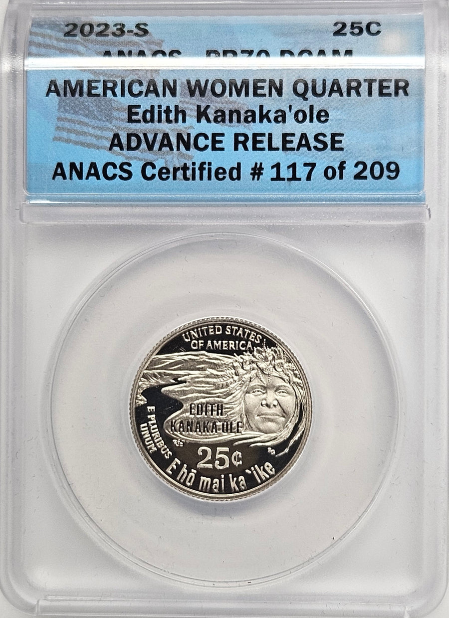 2023-S Edith Kanaka'ole Famous Women Quarter ANACS PR-70 DCAM