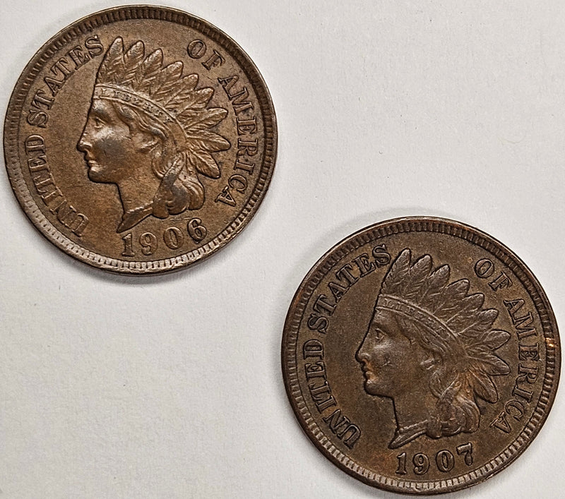 2 Different Dates Indian Cent Sale Brilliant Uncirculated