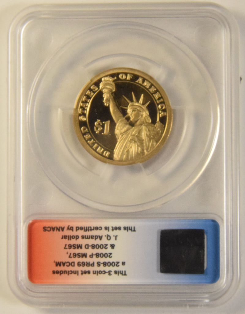 2008-S J.Q. Adams Presidential Dollar . . . . ANACS PR-69 DCAM First Day of Issue