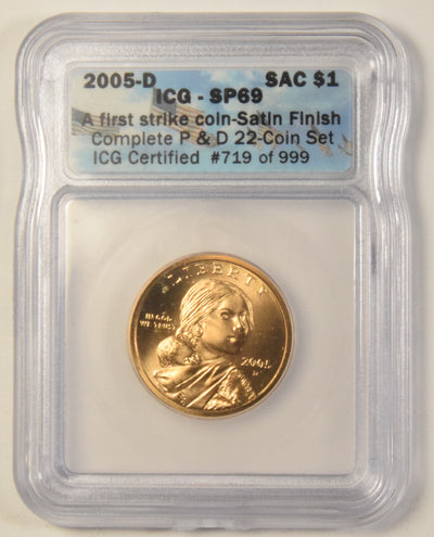 2005-D Sacagawea Dollar . . . . ICG SP-69 A First Strike Coin Satin Finish