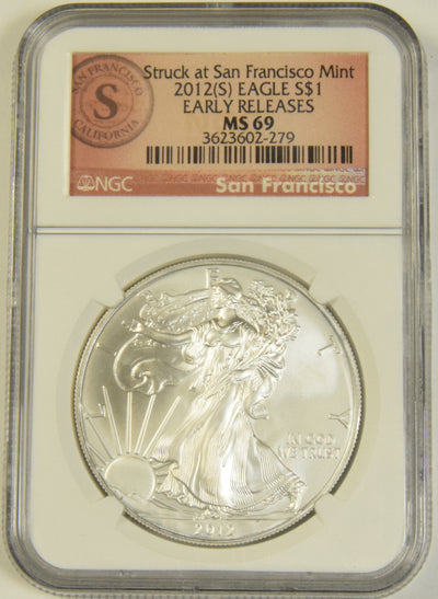 2012(S) Silver Eagle NGC MS-69 Early Releases Struck at San Francisco Mint