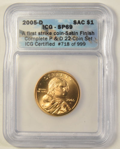 2005-D Sacagawea Dollar . . . . ICG SP-69 A First Strike Coin Satin Finish