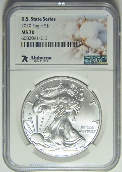 2020 Silver Eagle NGC MS-70 State Series Alabama