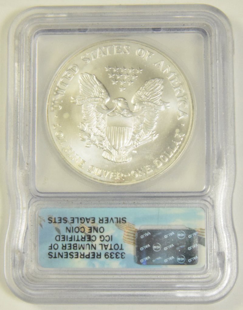 2005 Silver Eagle . . . . ICG MS-70 First Day of Issue