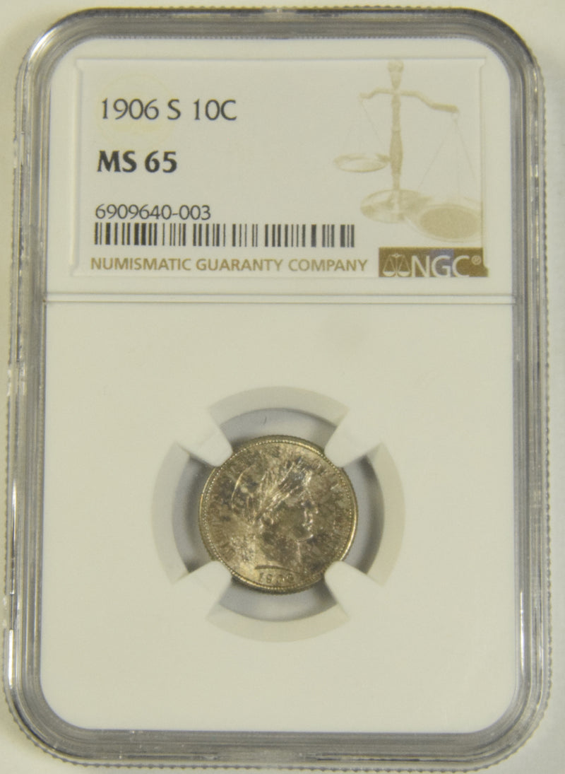 1906-S Barber Dime . . . . NGC MS-65 Toned