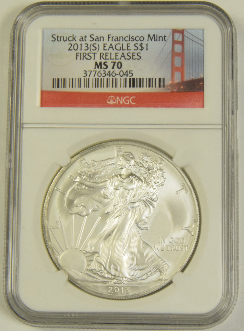 2013(S) Silver Eagle NGC MS-70 First Releases Struck at San Francisco Mint