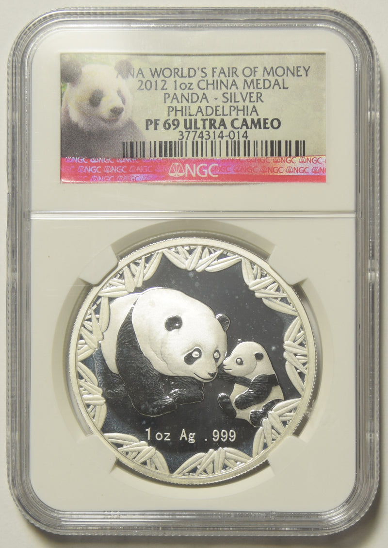 2012 1 oz. Silver Chinese Panda NGC PF-69 Ultra Cameo A World&