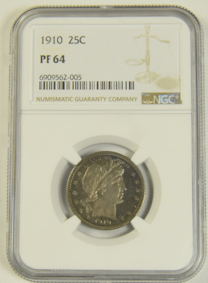 1910 Barber Quarter . . . . NGC PF-64