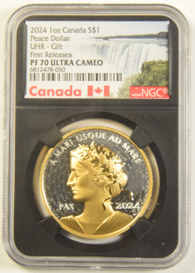 2024 Canadian Peace Dollar NGC PF-70 Ultra Cameo UHR - Gilt First Releases