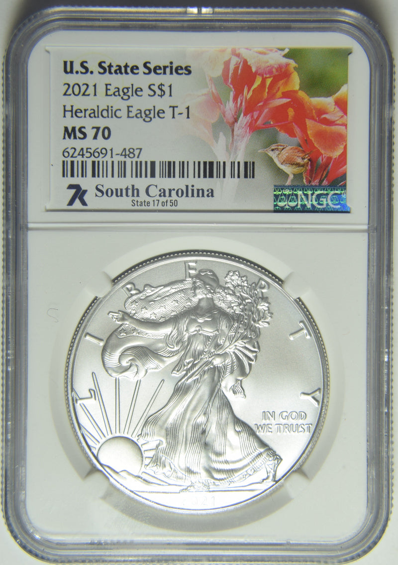 2021 Silver Eagle NGC MS-70 State Series South Carolina