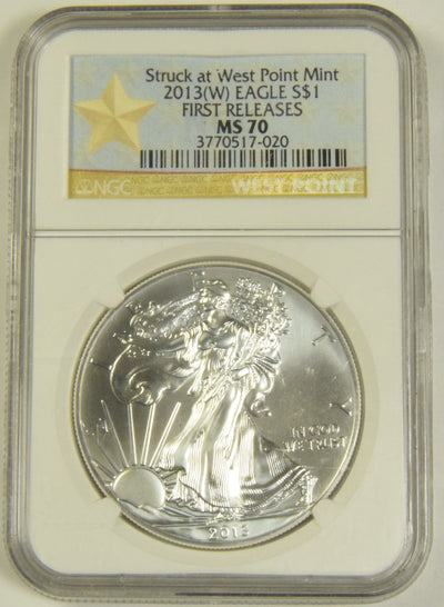 2013(W) Silver Eagle . . . . NGC MS-70 First Releases Struck at West Point Mint