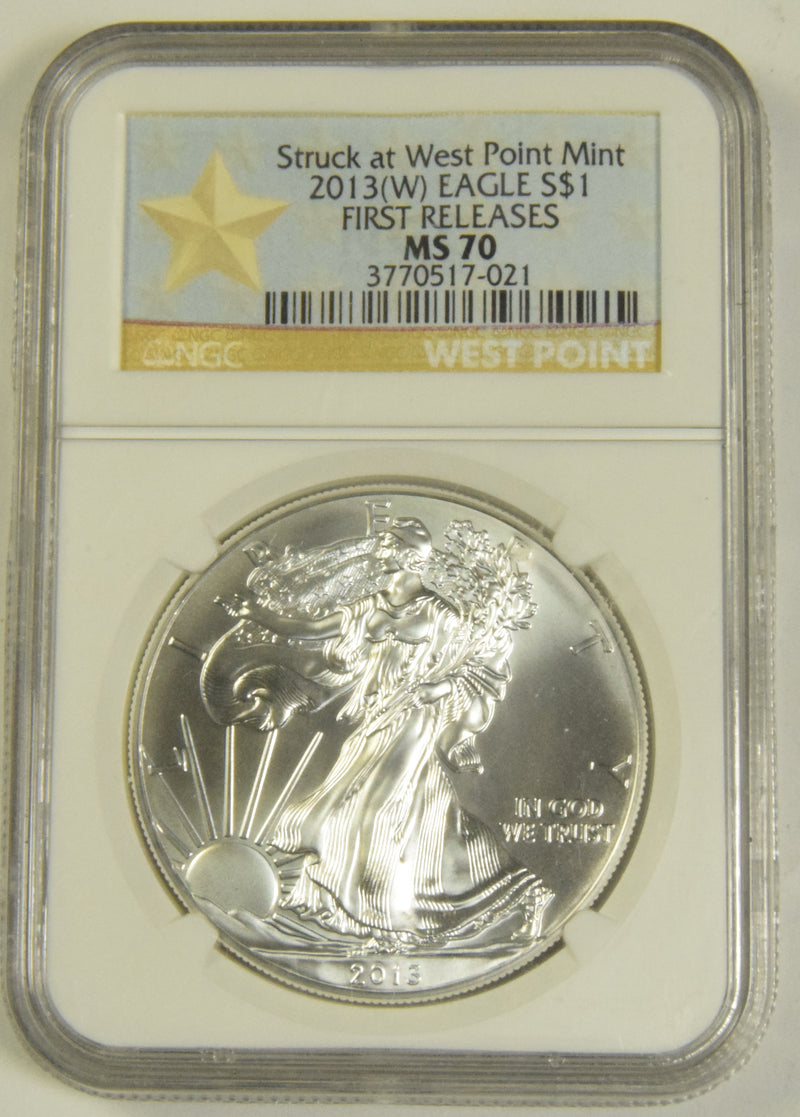 2013(W) Silver Eagle . . . . NGC MS-70 First Releases Struck at West Point Mint