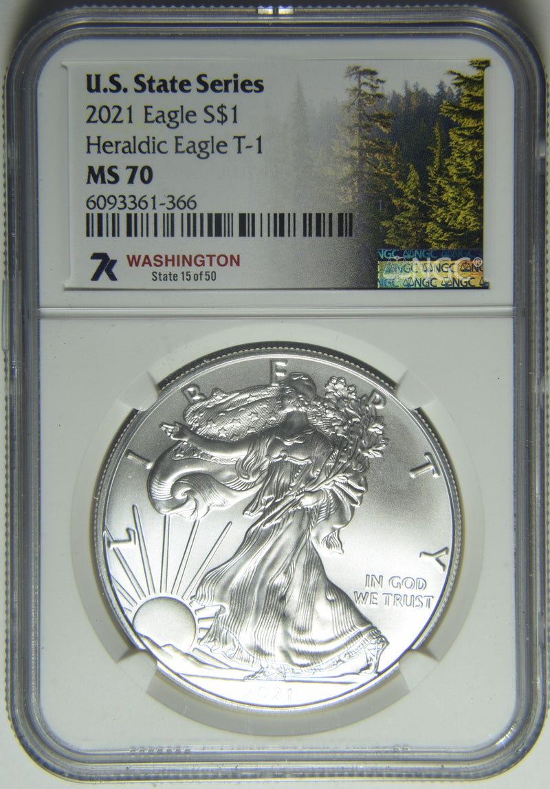 2021 Silver Eagle NGC MS-70 State Series Washington