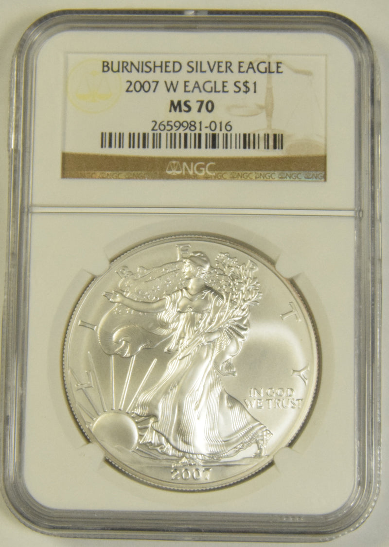 2007-W Burnished Silver Eagle . . . . NGC MS-70