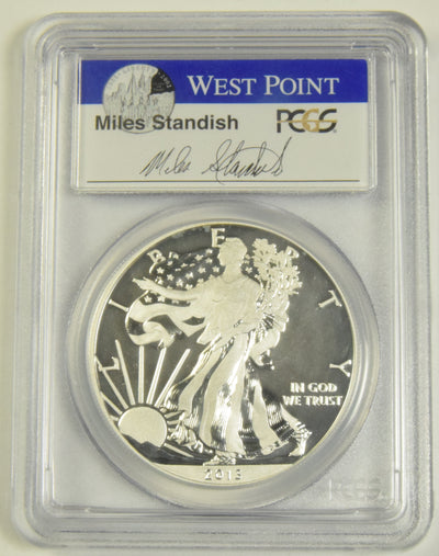 2013-W Silver Eagle PCGS MS-70 Enhanced Mint State First Strike Miles Standish Autograph