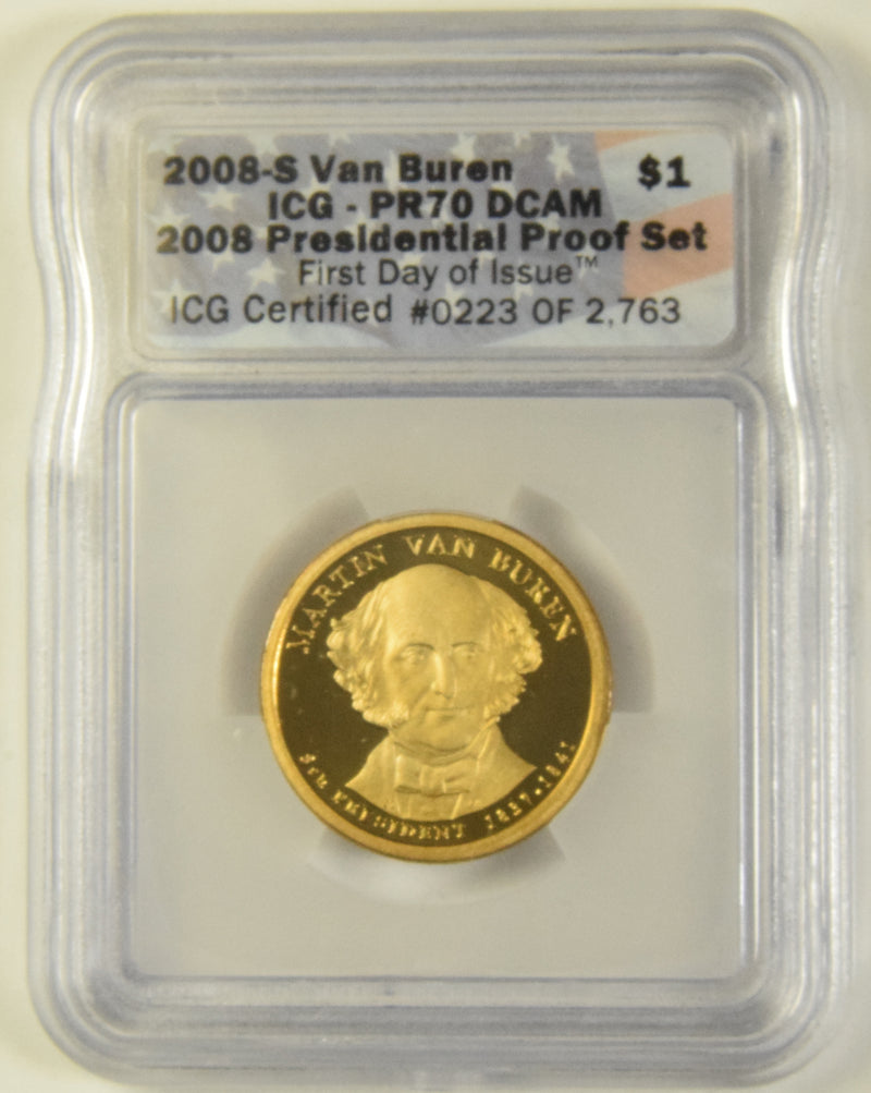 2008-S Van Buren Presidential Dollar . . . . ICG PR-70 DCAM First Day of Issue