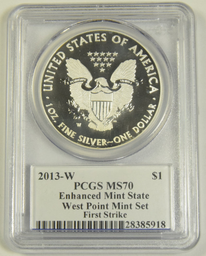 2013-W Silver Eagle . . . . PCGS MS-70 Enhanced Mint State First Strike Miles Standish Autograph