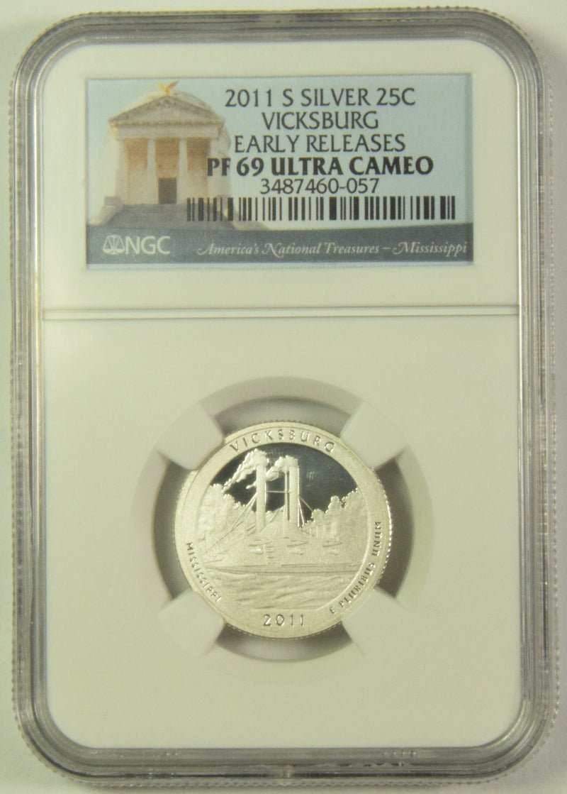 2011-S Vicksburg National Military Park, MS Quarter . . . . NGC PF-69 Ultra Cameo Silver Early Releases