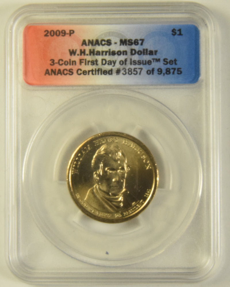 2009-P Harrison Presidential Dollar . . . . ANACS MS-67 First Day of Issue