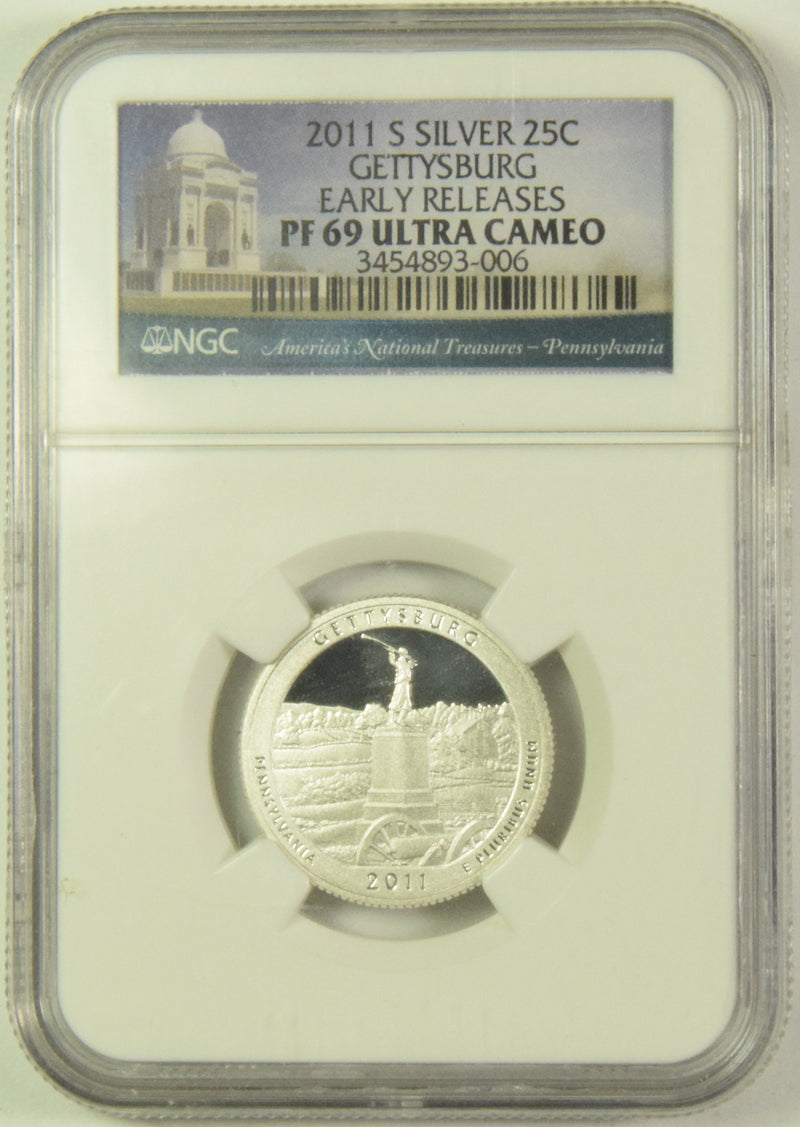 2011-S Gettysburg National Military Park, PA Quarter . . . . NGC PF-69 Ultra Cameo Silver Early Releases