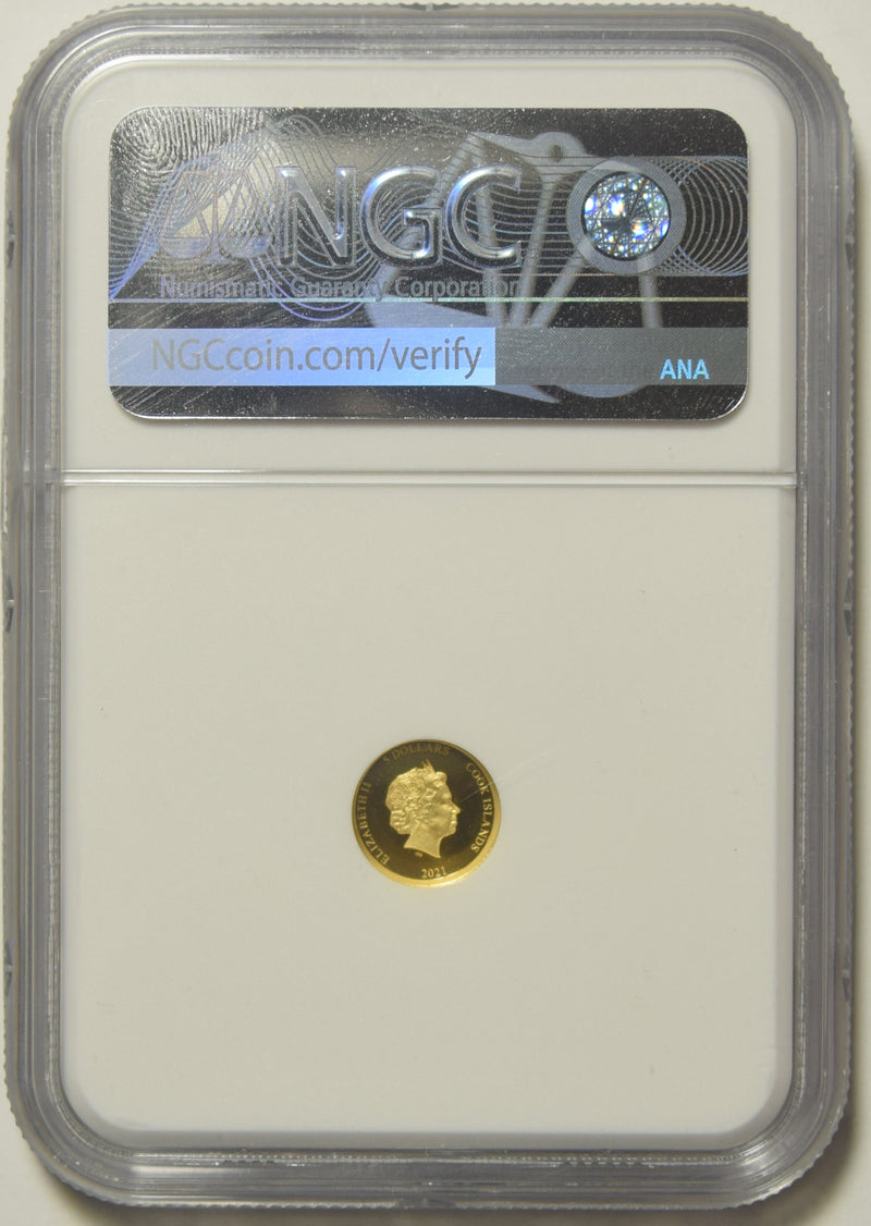 2021 $5.00 Cook Islands Gold U.S. Animal Series - Montana - Mourning Cloak . . . . NGC PF-70 Ultra Cameo