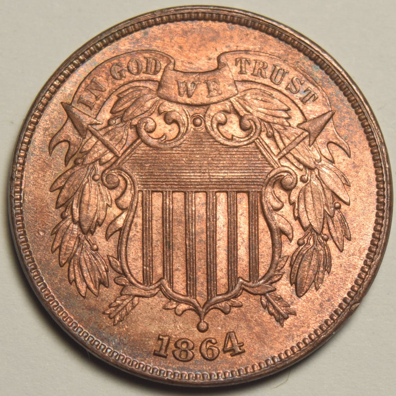 1864 Two Cent Piece . . . . Choice BU Red/Brown