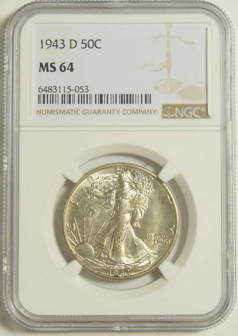 1943-D Walking Liberty Half . . . . NGC MS-64