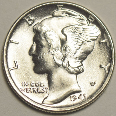 1943-S Mercury Dime Choice Brilliant Uncirculated