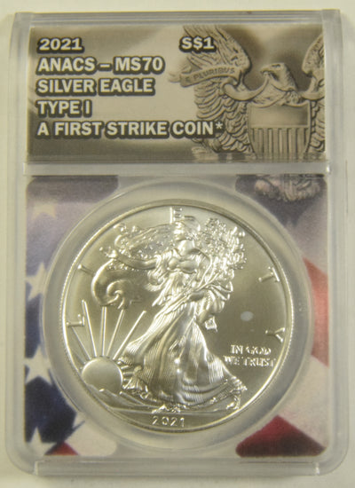 2021 Type 1 Silver Eagle ANACS MS-70 A First Strike Coin