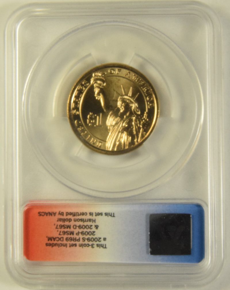 2009-D Harrison Presidential Dollar . . . . ANACS MS-67 First Day of Issue