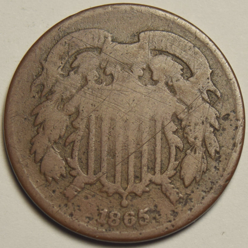 1865 Two Cent Piece . . . . VG corrosion