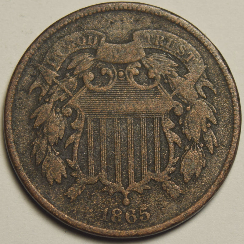 1865 Two Cent Piece . . . . Fine corroded