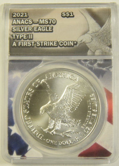 2021 Type 2 Silver Eagle . . . . ANACS MS-70 A First Strike Coin