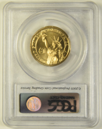 2009-D Harrison Presidential Dollar . . . . PCGS MS-67 Satin Finish Pos B