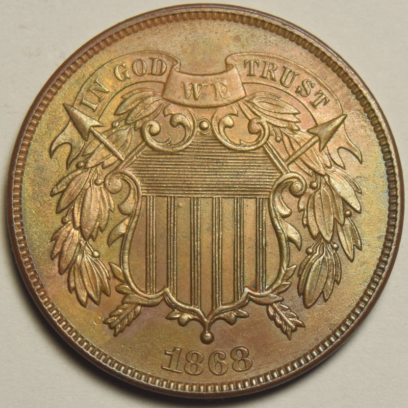 1868 Two Cent Piece . . . . Gem BU Red/Brown