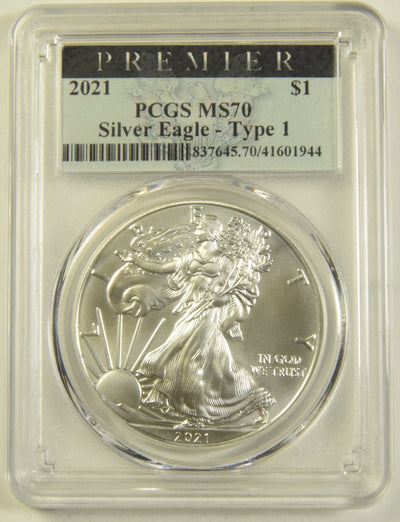 2021 Type 1 Silver Eagle PCGS MS-70 Premier