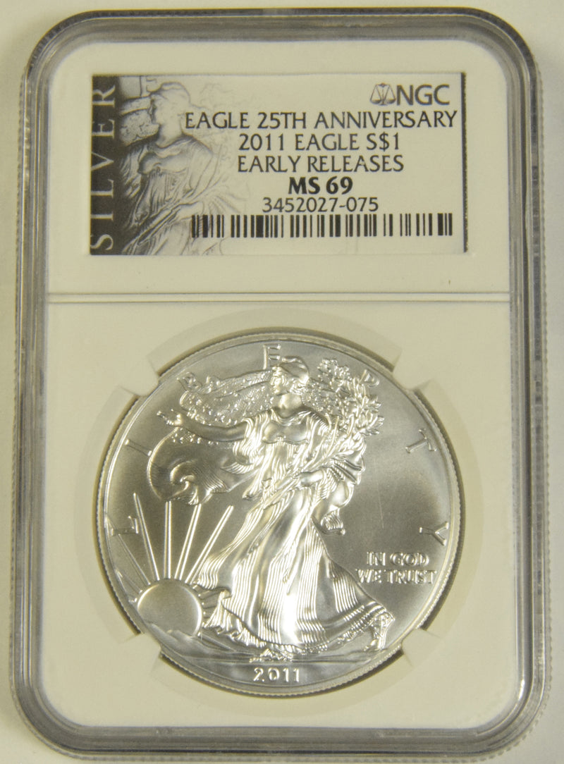 2011 Silver Eagle NGC MS-69 Early Releases 25th Anniversary