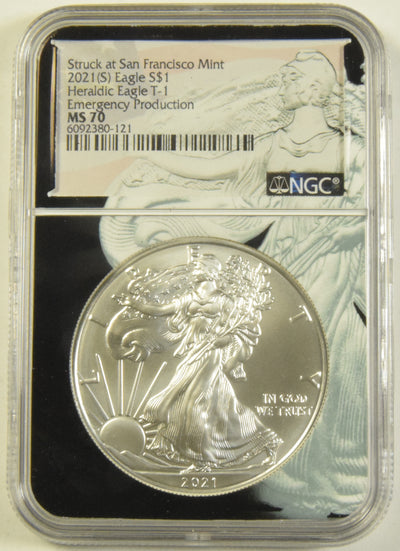 2021(S) Type 1 Silver Eagle . . . . NGC MS-70 Emergency Production Struck at San Francisco