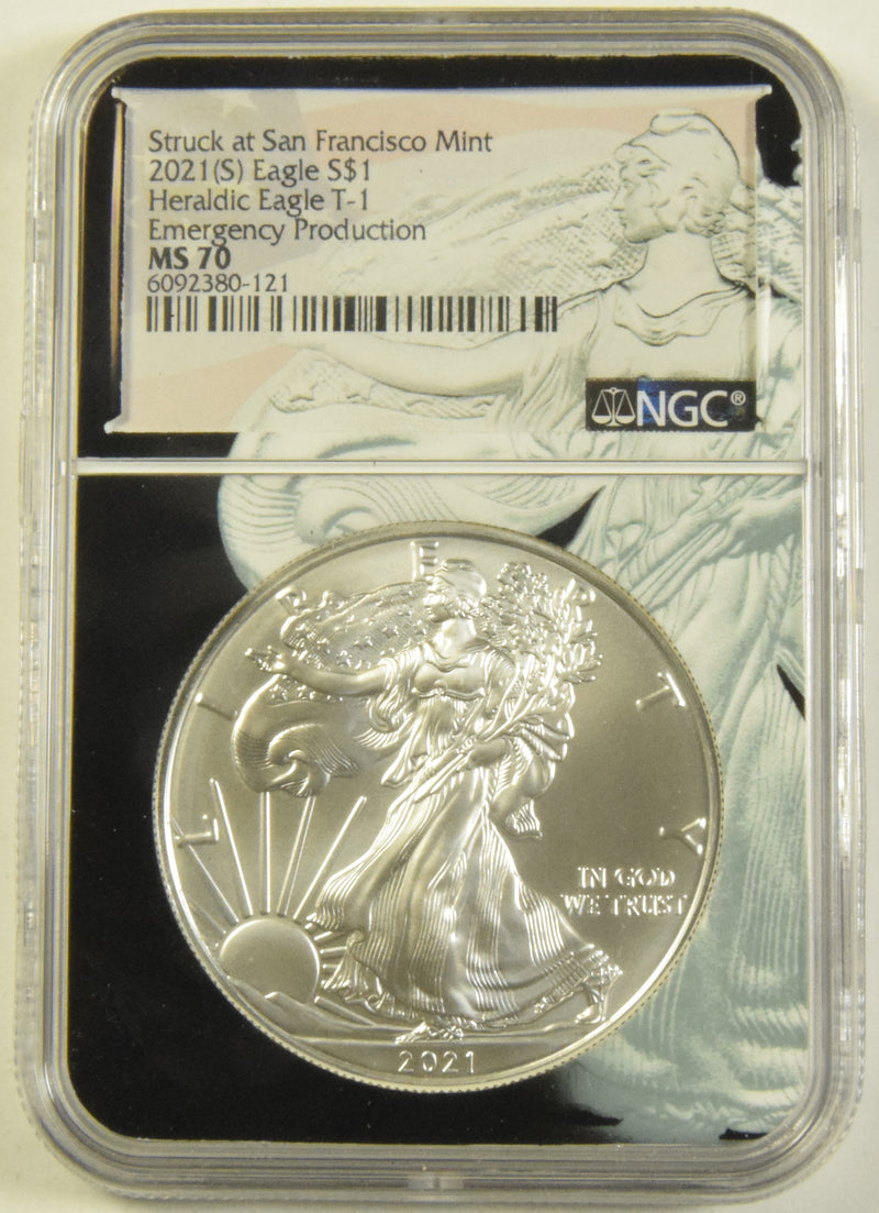 2021(S) Type 1 Silver Eagle . . . . NGC MS-70 Emergency Production Struck at San Francisco