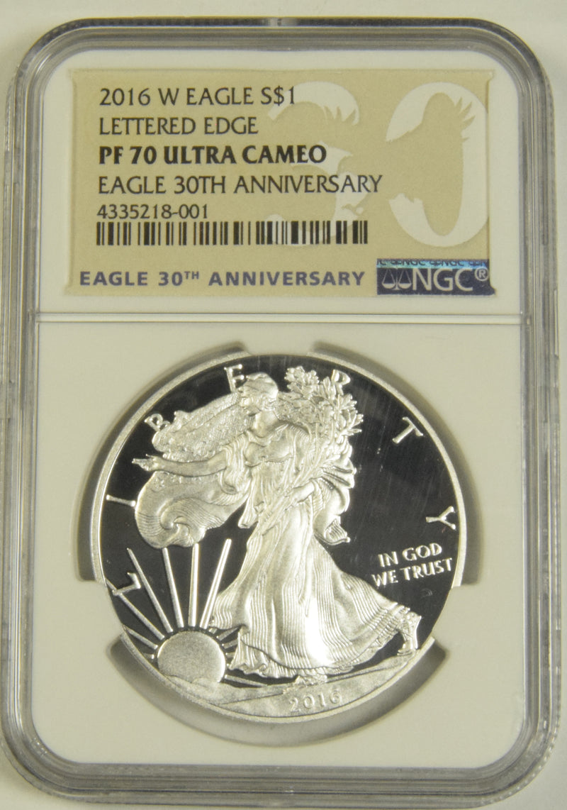 2016-W Silver Eagle NGC PF-70 Ultra Cameo Lettered Edge 30th Anniversary