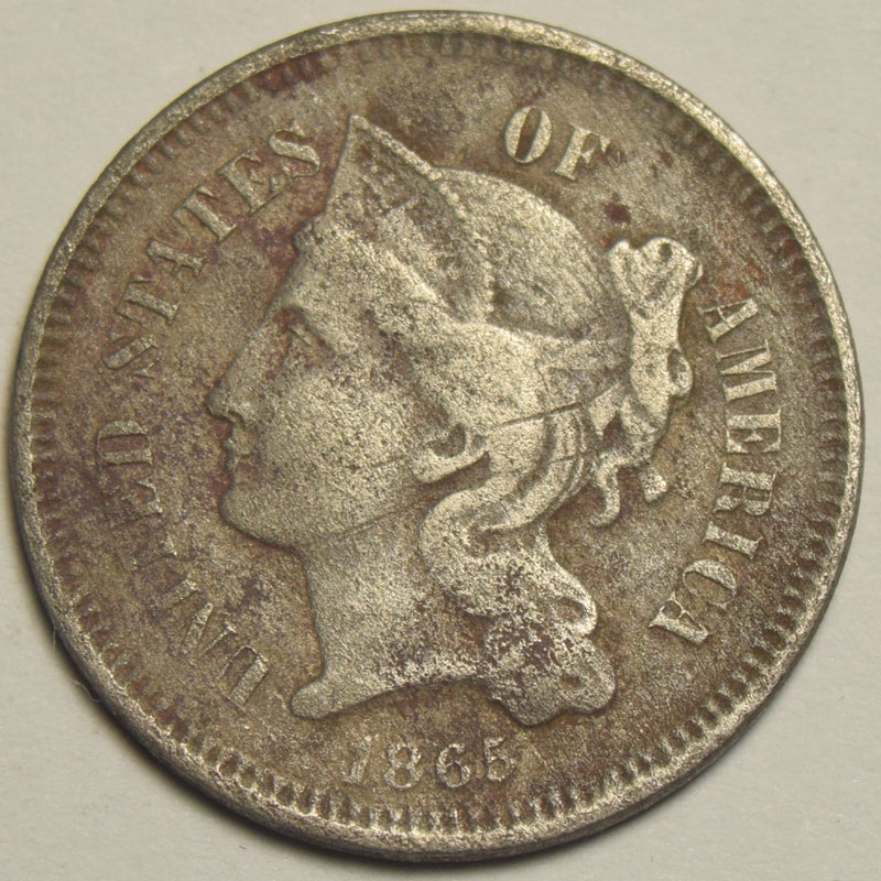 1865 Nickel Three Cent Piece . . . . VF corrosion